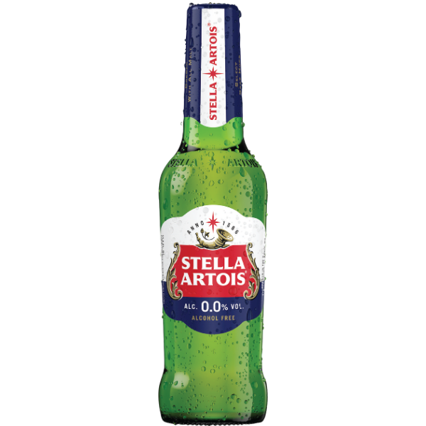 Stella Artois 0.0 is a 0.0% ABV non-alcoholic premium lager that delivers the same European style and taste as the original, but without the alcohol. Featuring a crisp, clean, and balanced malt sweetness with a dry finish, this beverage is available in 11.2 fl oz cans and bottles.